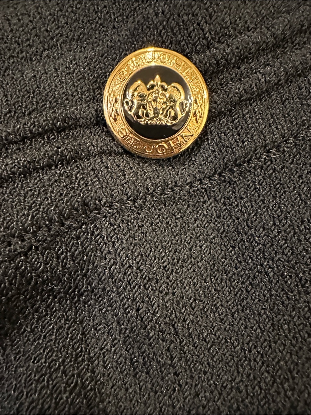 St. John Black Knit Open-Front Cardigan with Gold Accents - Picture 6 of 9